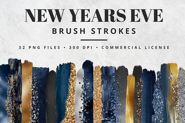 New Years Eve Brush Stroke Set