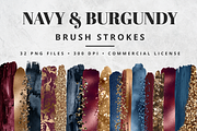 Navy & Burgundy Brush Stroke Set