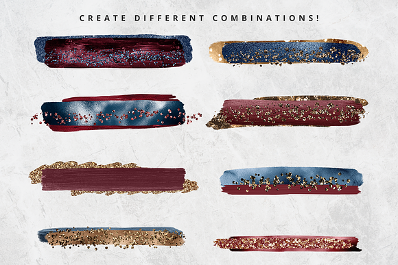 Navy & Burgundy Brush Stroke Set in Objects - product preview 3