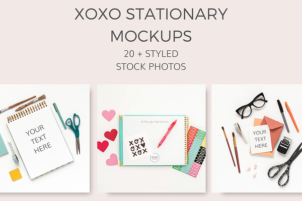 XOXO Stationary Mockups (20+ Images)