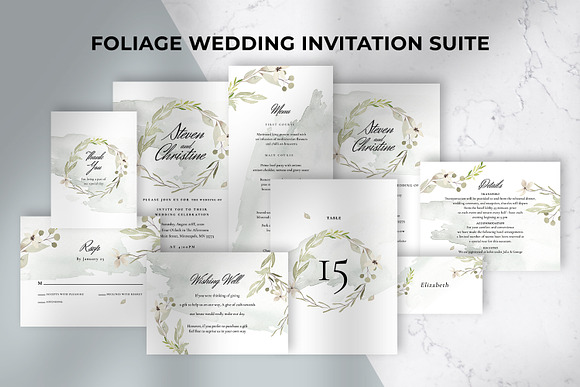 Foliage Wedding Invitation Suite in Wedding Templates - product preview 5