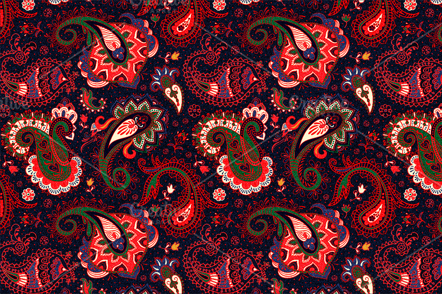 Red Paisley Seamless Pattern in Patterns - product preview 8