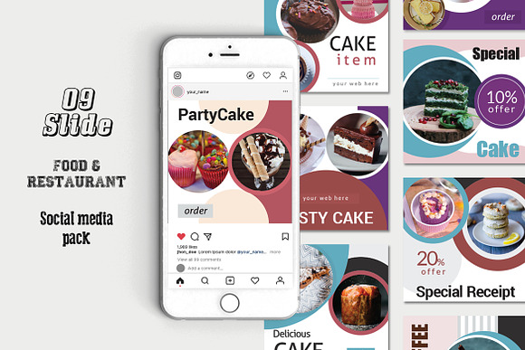Food or Restaurant Social Media Pack in Instagram Templates - product preview 2