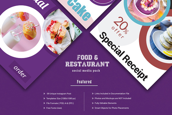 Food or Restaurant Social Media Pack in Instagram Templates - product preview 3