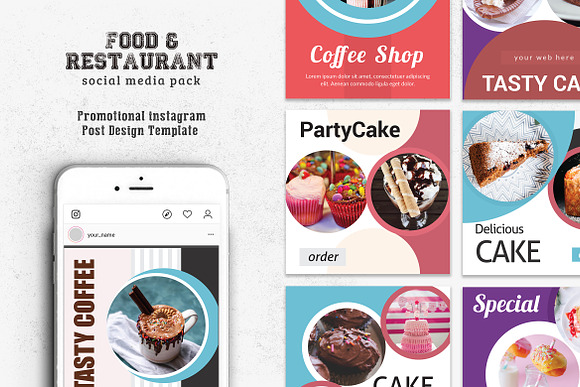 Food or Restaurant Social Media Pack in Instagram Templates - product preview 4