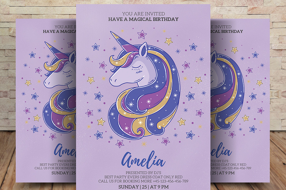 Unicorn Birthday Invite