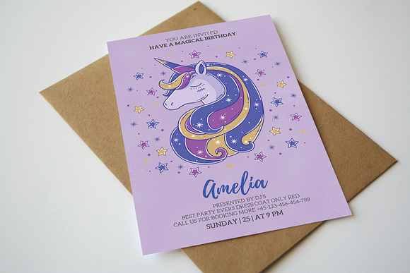 Unicorn Birthday Invite in Flyer Templates - product preview 1