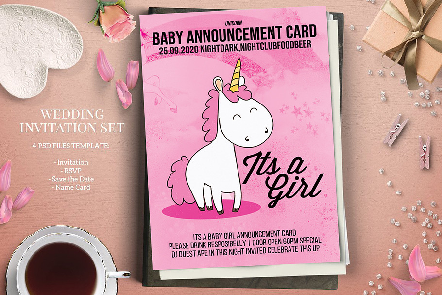 Its a Girl Card in Card Templates - product preview 8