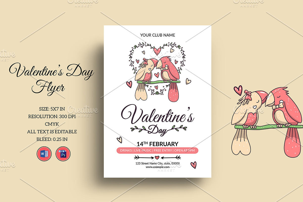 Valentines Day Party Flyer V1133 in Flyer Templates - product preview 8