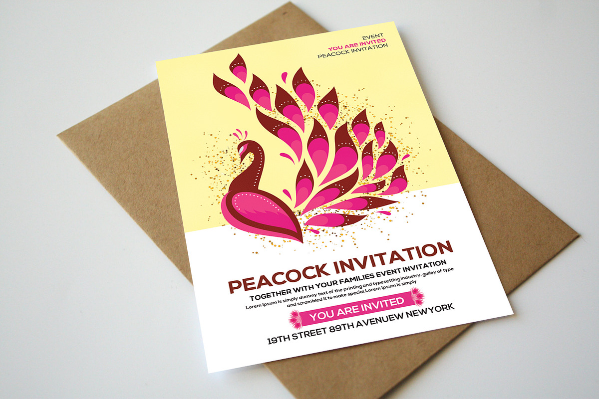 Peacock Invitation Card in Card Templates - product preview 8