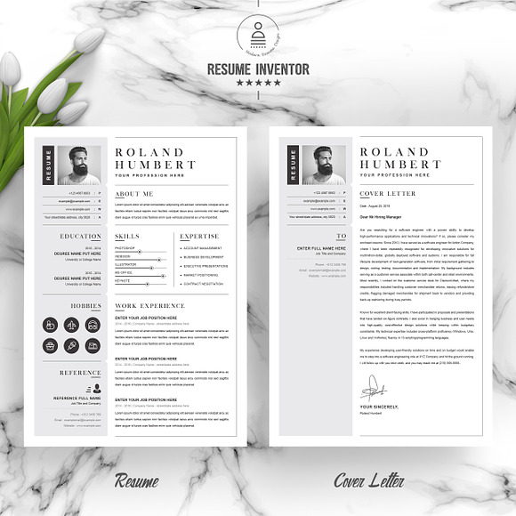 1 Page Resume Template / CV Design in Letter Templates - product preview 1