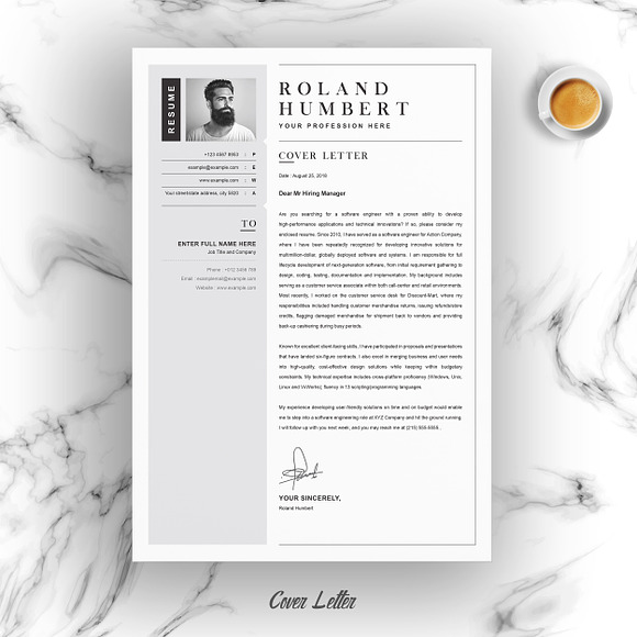 1 Page Resume Template / CV Design in Letter Templates - product preview 2
