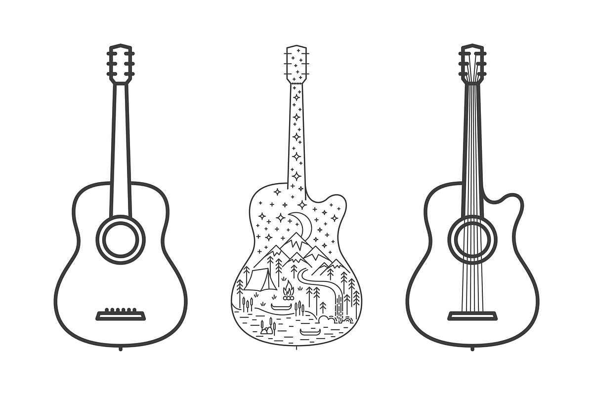 Guitar line set in Illustrations - product preview 8