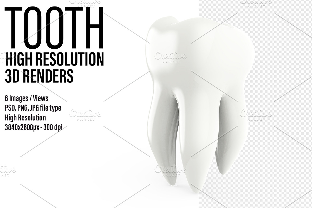 Tooth 3D renders - 6 Views in Objects - product preview 8