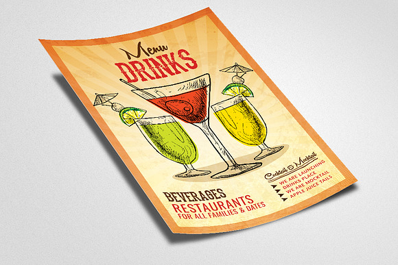 Cold Drink & Beverages Coner Flyer in Flyer Templates - product preview 1