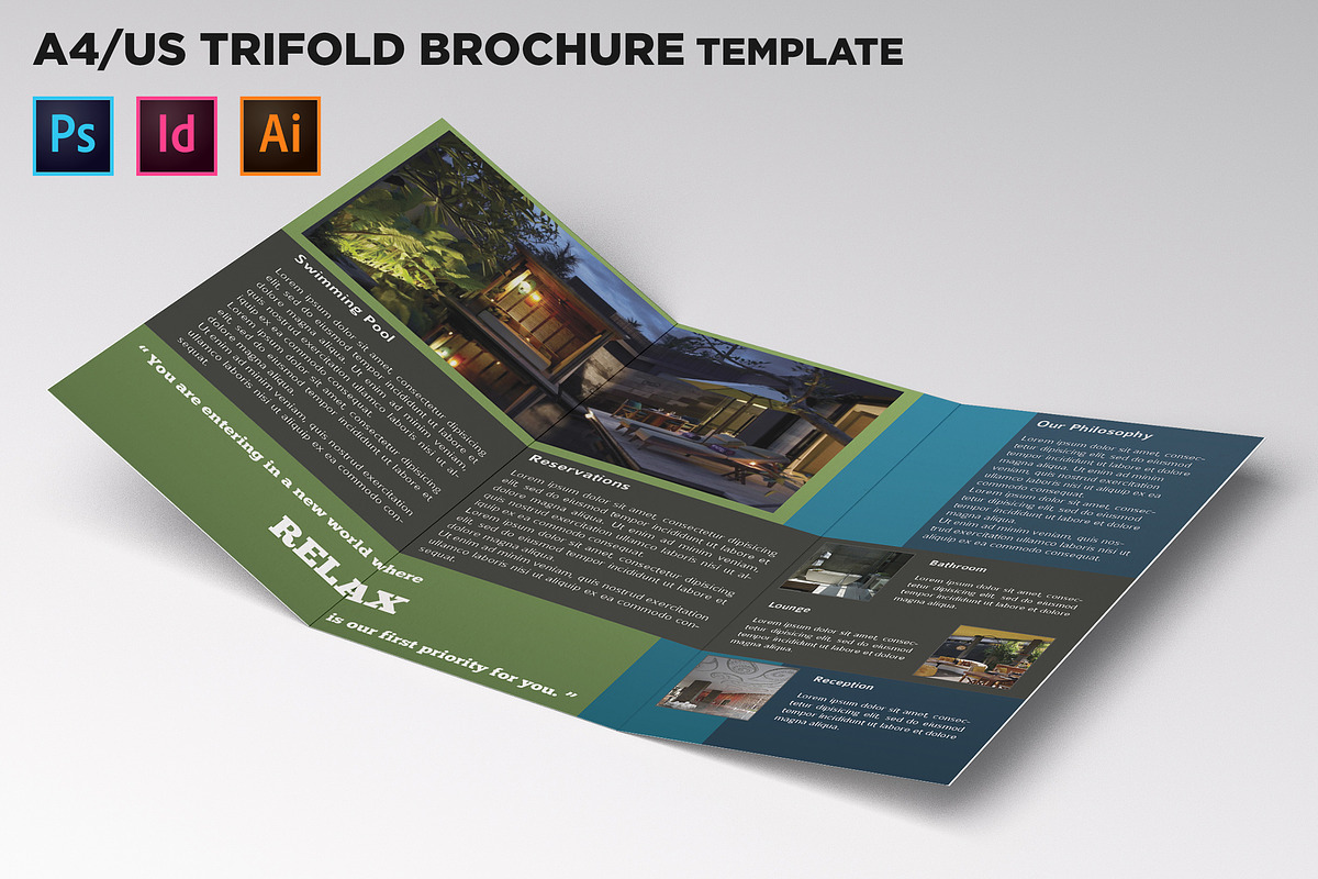 Hotel Trifold Brochure Template in Brochure Templates - product preview 8