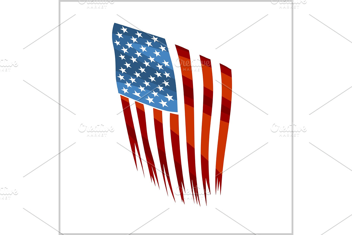 Ripped US flag on white background in Objects - product preview 8