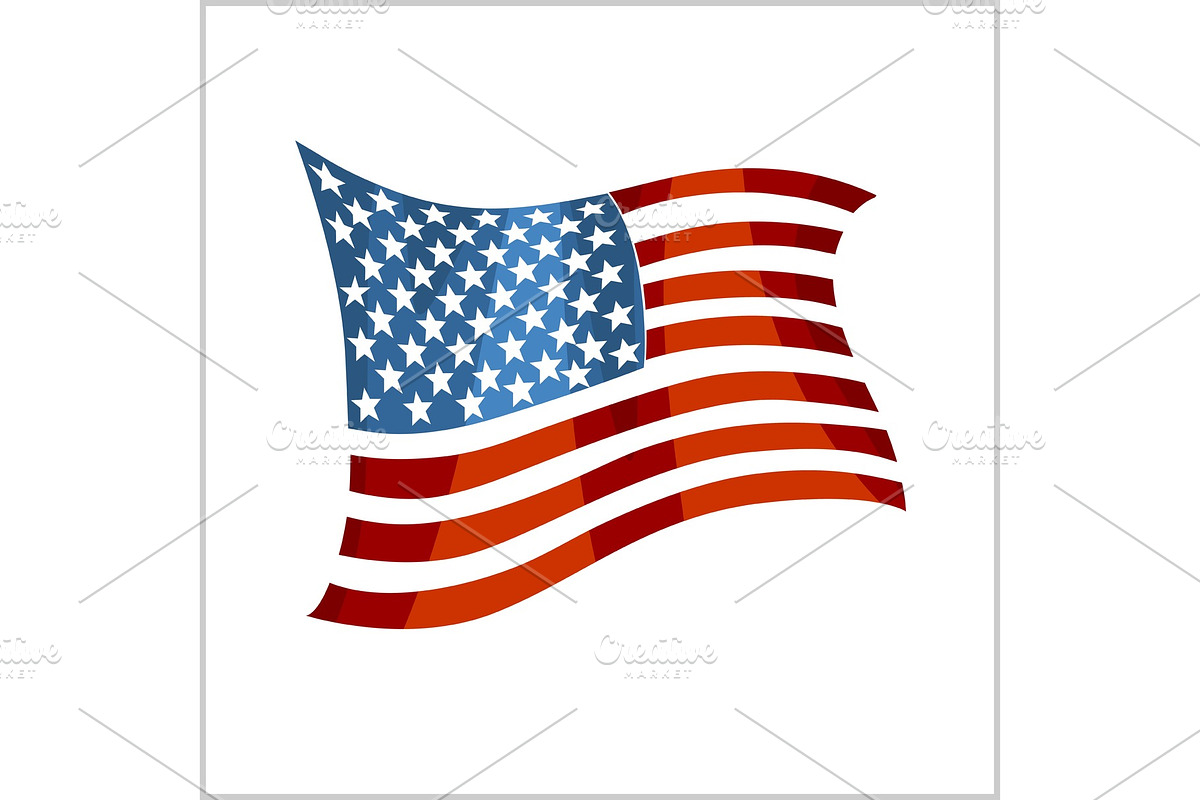 Flag of USA isolated on white in Objects - product preview 8