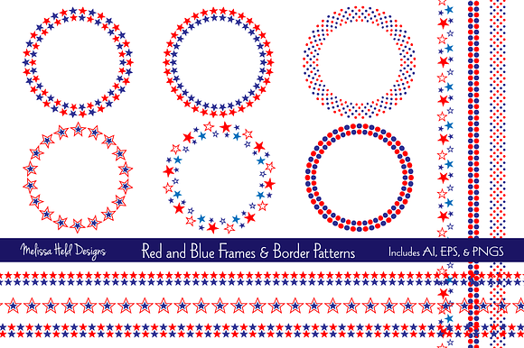 Red Blue Frames & Border Patterns in Patterns - product preview 3