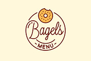 Bagel menu logo. Round linear logo.