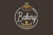 Bakery shop logo. Round linear logo.