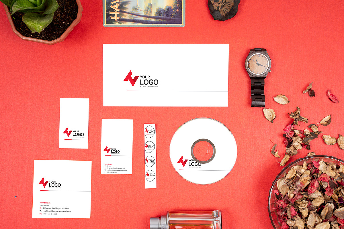 Branding Mock Up in Red in Branding Mockups - product preview 8
