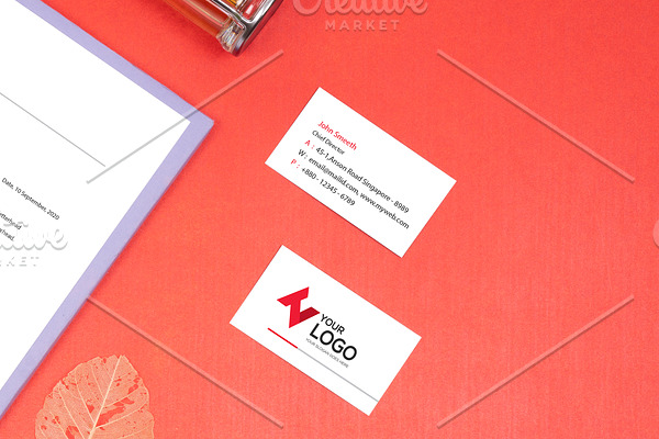 Business Card Mock Up in Red