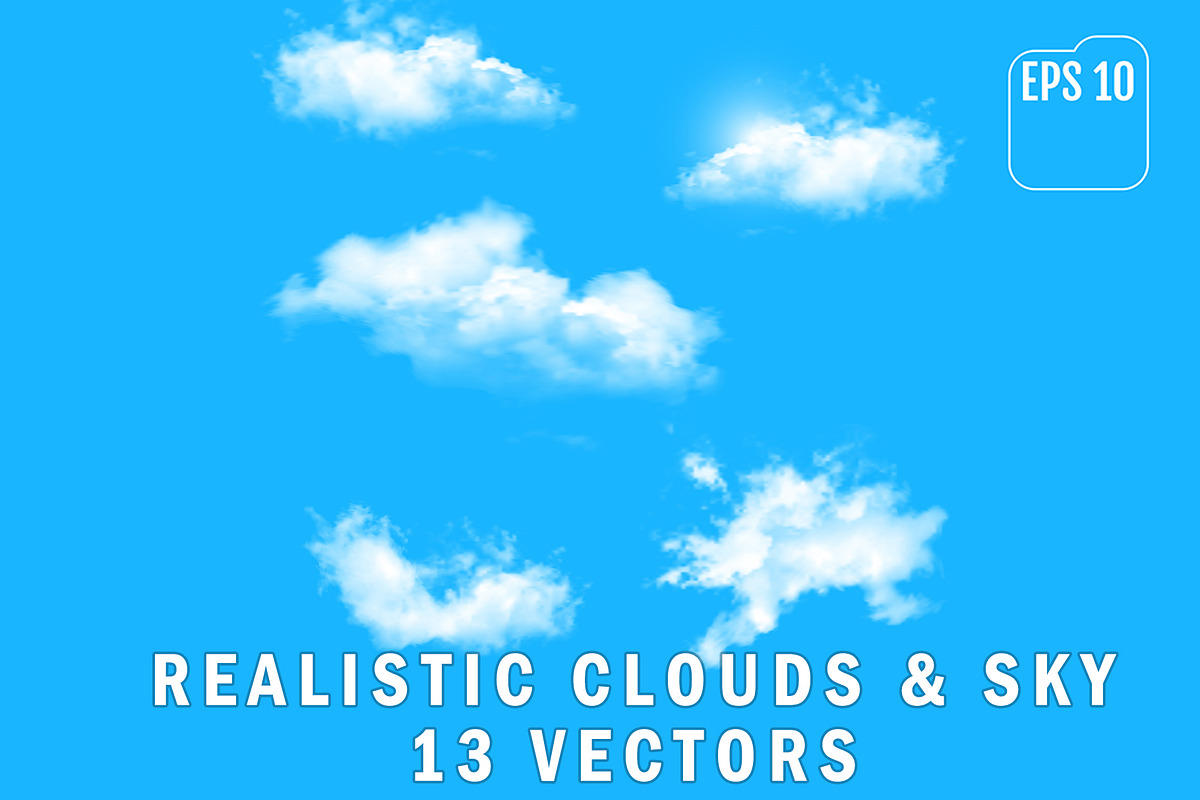 13 Realistic Vector Clouds and Sky in Illustrations - product preview 8
