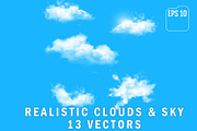 13 Realistic Vector Clouds and Sky