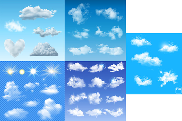 13 Realistic Vector Clouds and Sky in Illustrations - product preview 3