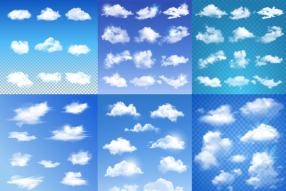 13 Realistic Vector Clouds and Sky in Illustrations - product preview 4