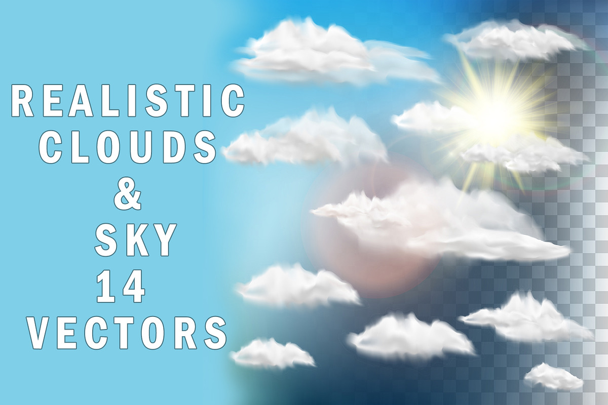 14 Realistic Vector Clouds and Sky in Illustrations - product preview 8