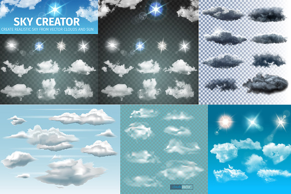 14 Realistic Vector Clouds and Sky in Illustrations - product preview 1
