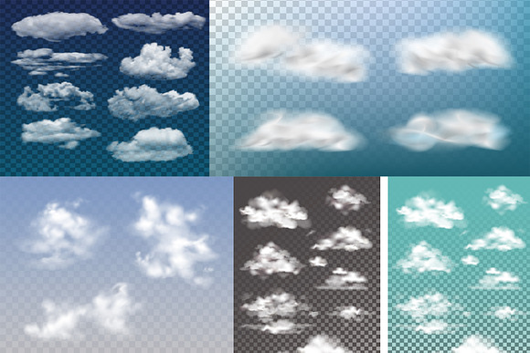 14 Realistic Vector Clouds and Sky in Illustrations - product preview 2