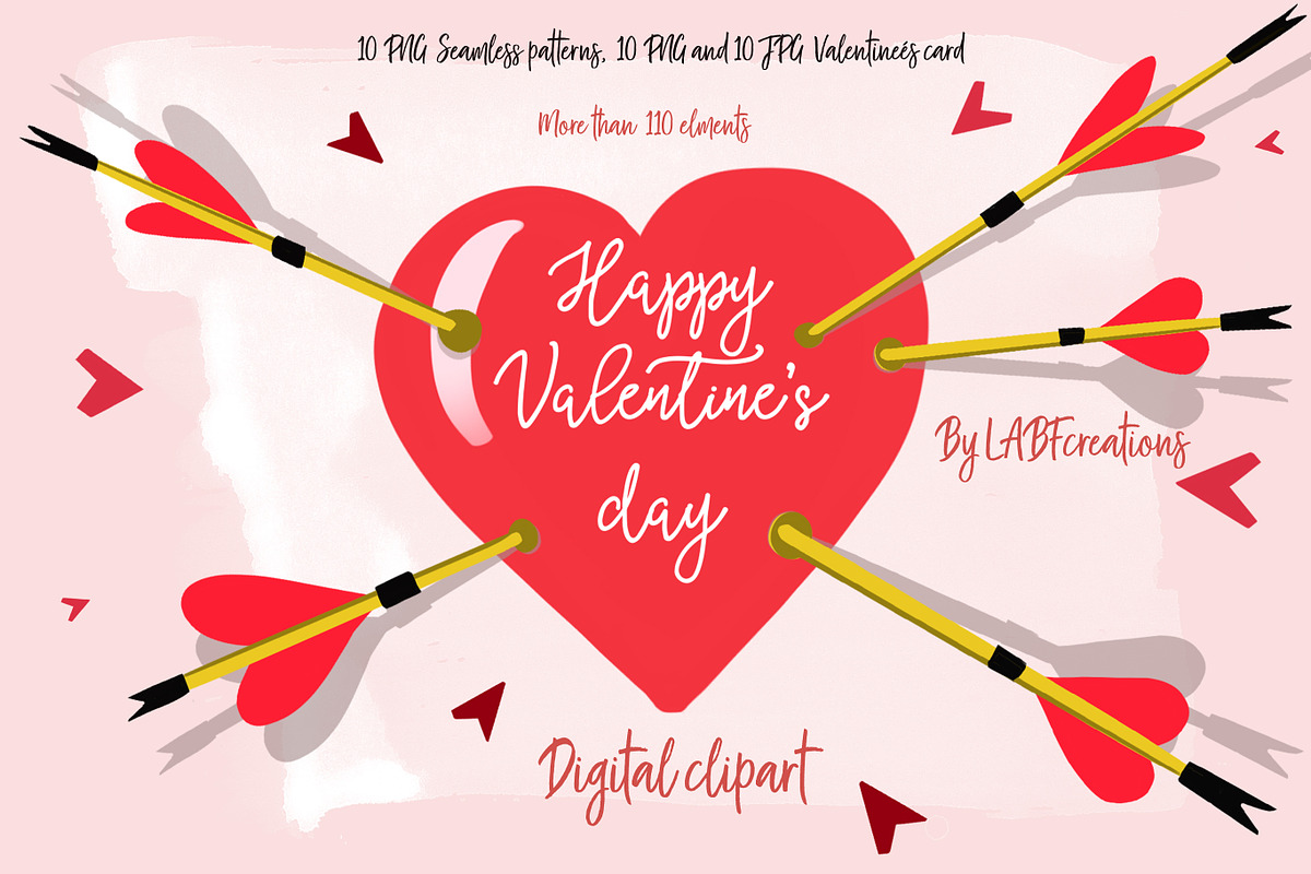 Valentine's day cards & clipart in Illustrations - product preview 8