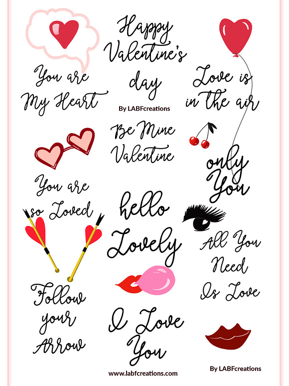 Valentine's day cards & clipart in Illustrations - product preview 1