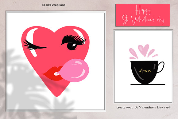 Valentine's day cards & clipart in Illustrations - product preview 3