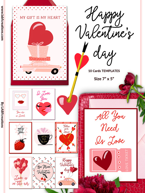 Valentine's day cards & clipart in Illustrations - product preview 5