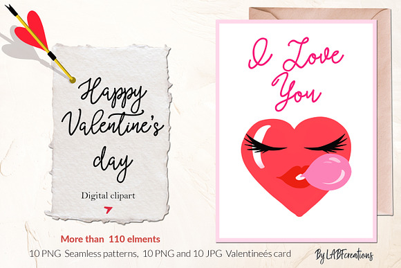 Valentine's day cards & clipart in Illustrations - product preview 7