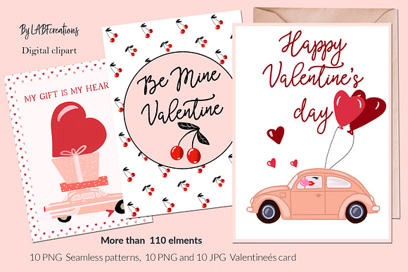 Valentine's day cards & clipart in Illustrations - product preview 8