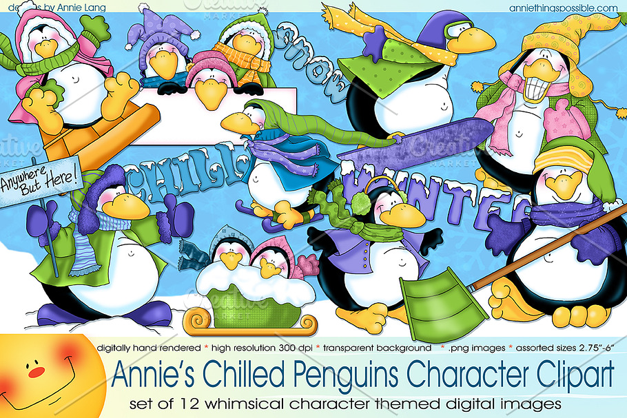 Chilled Penguins Character Clipart in Illustrations - product preview 8