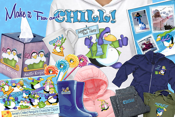 Chilled Penguins Character Clipart in Illustrations - product preview 1