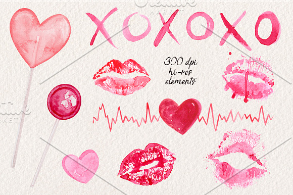 Watercolor Lips Collection in Illustrations - product preview 2