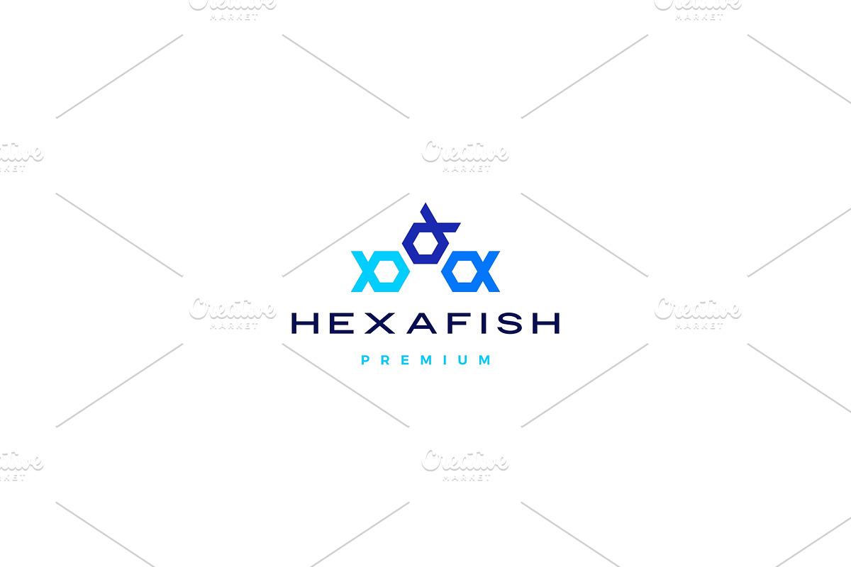 hexagon fish hexafish logo vector in Logo Templates - product preview 8