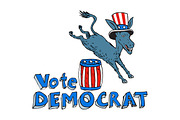 Vote Democrat Donkey Mascot Jumping