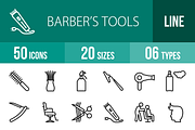 50 Barber’s Tools Line Icons