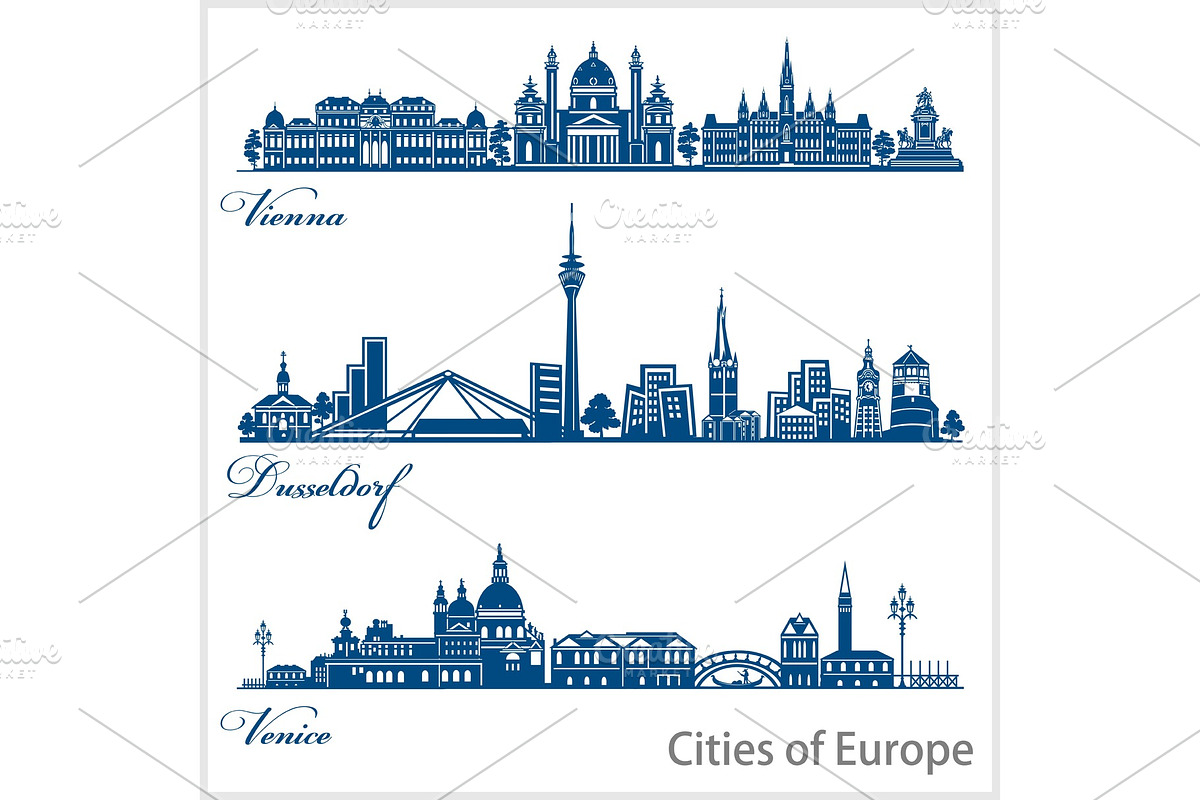 City in Europe - Vienna, Dusseldorf in Illustrations - product preview 8