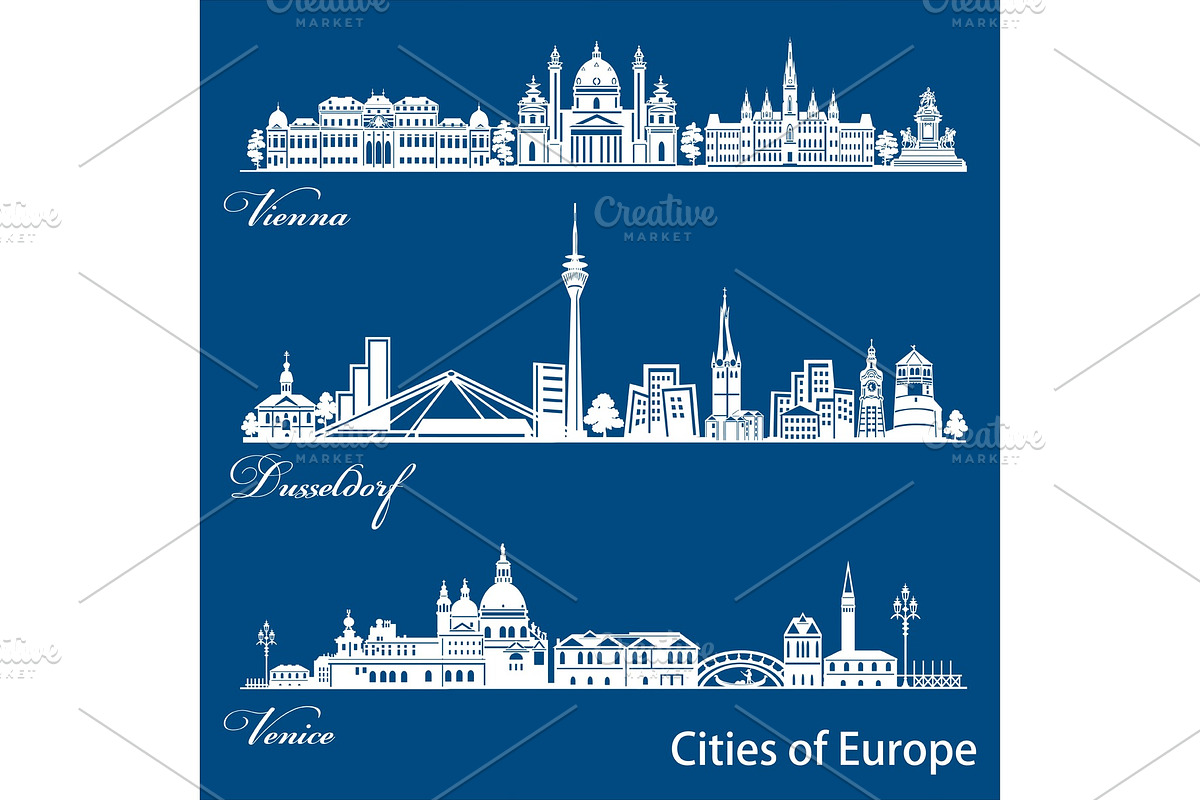 City in Europe - Vienna, Dusseldorf in Illustrations - product preview 8