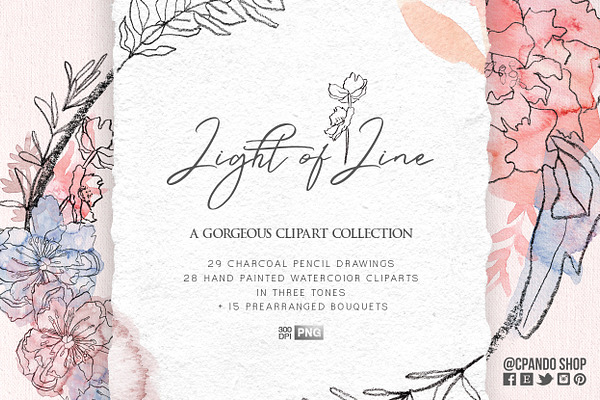 Light of line hand painted clipart