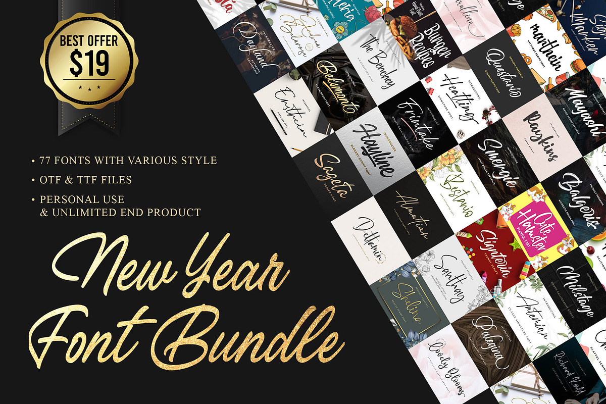 NEW YEAR FONT BUNDLE 77 FONTS in Display Fonts - product preview 8